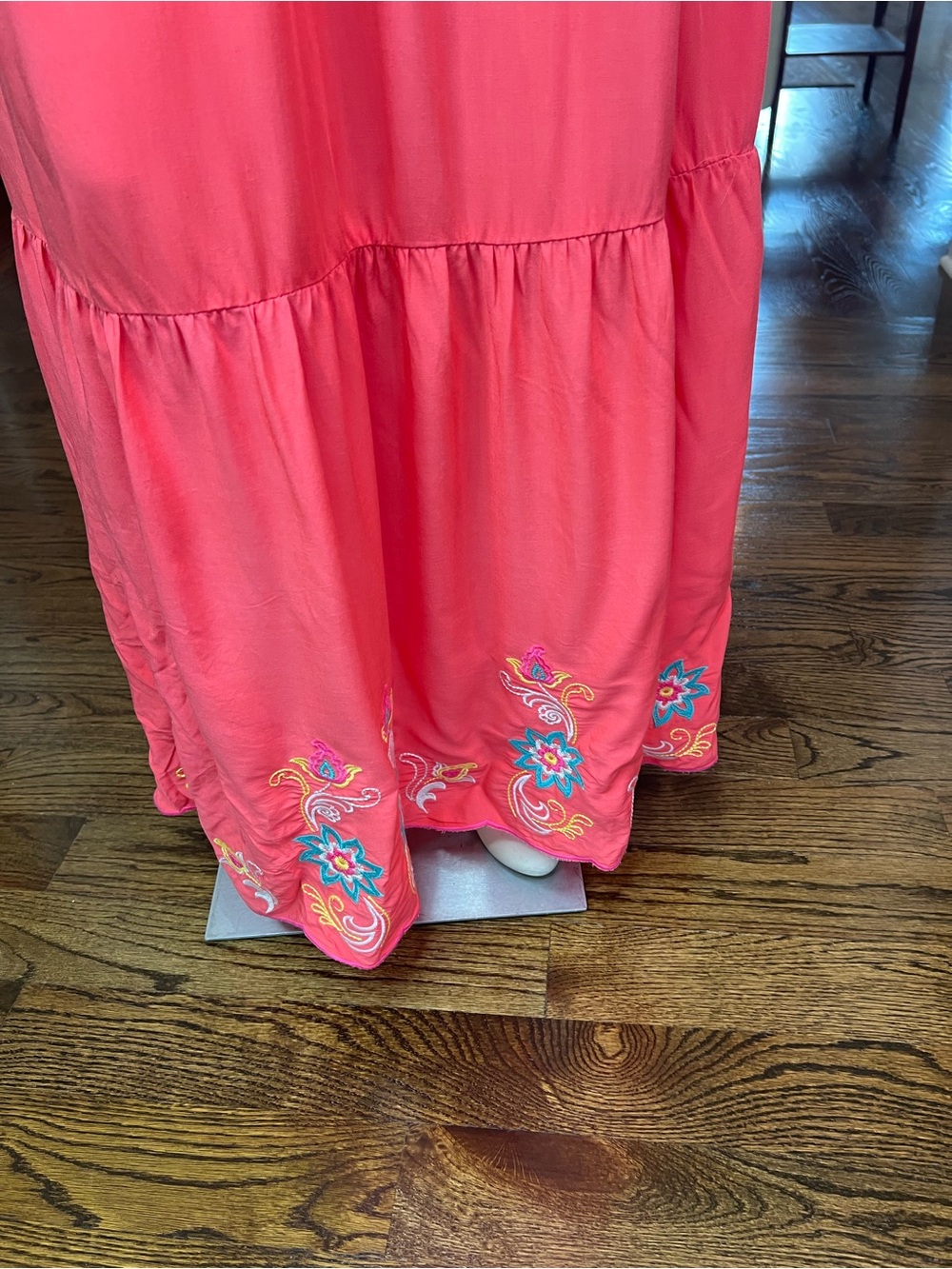 Flying Tomato Coral Maxi Dress with Embroidered Hem - Picture 8 of 14